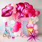 128 Pcs Pink Confetti Balloons, Huge Hot Pink Rose Gold Aluminum Foil Balloons for Girl Birthday, Baby Shower, Princess Doll Theme Party Decorations Supplies